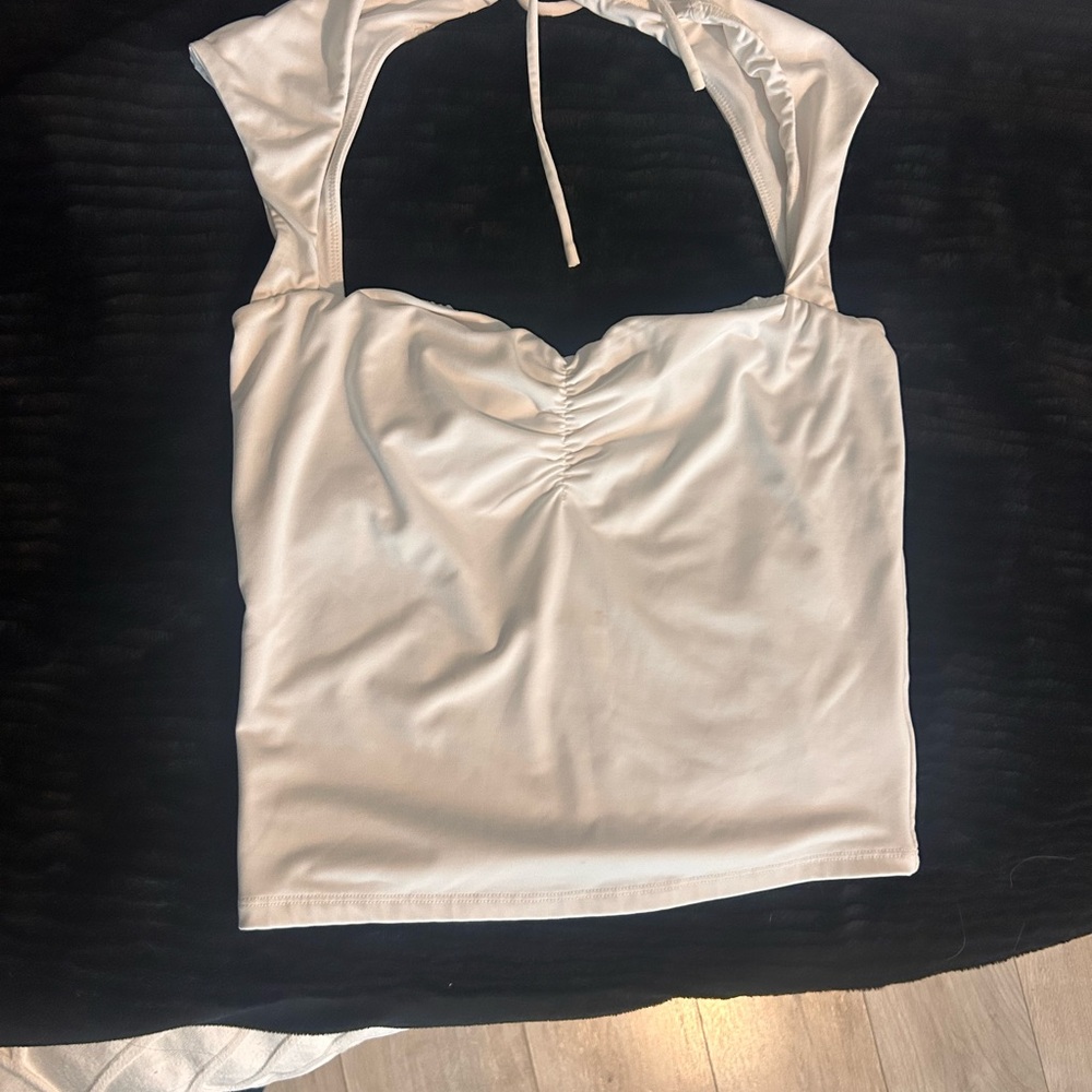 Garage Cream Halter Ruched Front Camisole